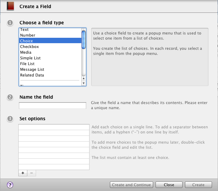 Field creator in Bento